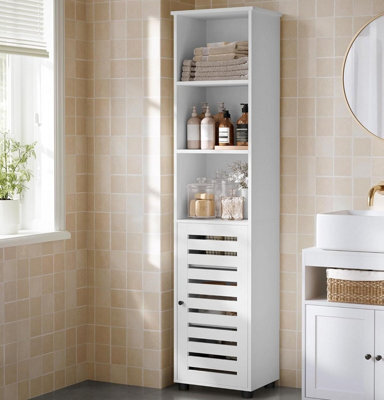 Ledrem Tall Bathroom Storage Cabinet Unit, Bathroom Floor Cabinet, With 3 Open Compartments And 2 Adjustable Shelves, Living Room - image 1