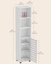 Ledrem Tall Bathroom Storage Cabinet Unit, Bathroom Floor Cabinet, With 3 Open Compartments And 2 Adjustable Shelves, Living Room - thumbnail 2