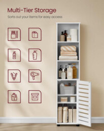 Ledrem Tall Bathroom Storage Cabinet Unit, Bathroom Floor Cabinet, With 3 Open Compartments And 2 Adjustable Shelves, Living Room - thumbnail 4
