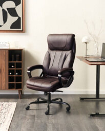 Beliani Executive Chair Proud Faux Leather Dark Brown - thumbnail 2