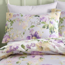 Dreams & Drapes Florette Easy Care Floral Print Lilac Duvet Cover Set - thumbnail 2