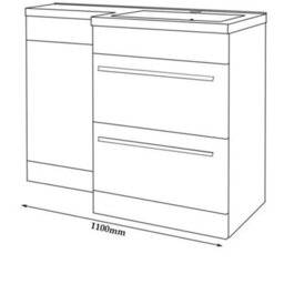 Clifton Bathroom Right Handed 2 Drawer Combination Unit With L Shape Basin 1100mm Wide (Nexus) - Silver Oak - Brassware Not Included - thumbnail 3