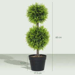 Homcom Set Of 2 Artificial Topiary Cypress Ball Trees With Pot And Pebbles - thumbnail 3