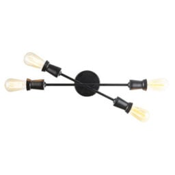 Happy Homewares Industrial Vintage Matte Black Ceiling Light With Straight Metal Arms - thumbnail 3
