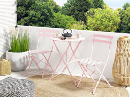 Beliani Bistro Set Folding Fiori Metal Pastel Pink - thumbnail 2