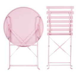 Beliani Bistro Set Folding Fiori Metal Pastel Pink - thumbnail 7