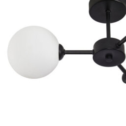 Happy Homewares Contemporary Chic Matte Black Ceiling Light With Opal White Globe Glass Shades - thumbnail 4