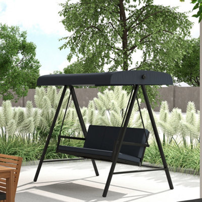 Outsunny 3 Seater Garden Swing Chair With Adjustable Canopy, Dark Grey - image 1