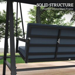 Outsunny 3 Seater Garden Swing Chair With Adjustable Canopy, Dark Grey - thumbnail 4