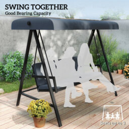 Outsunny 3 Seater Garden Swing Chair With Adjustable Canopy, Dark Grey - thumbnail 7