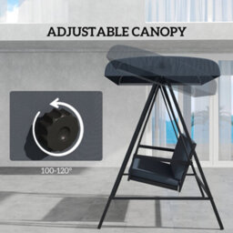 Outsunny 3 Seater Garden Swing Chair With Adjustable Canopy, Dark Grey - thumbnail 6