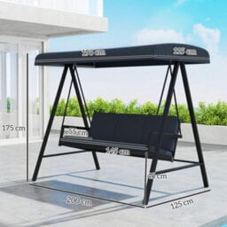 Outsunny 3 Seater Garden Swing Chair With Adjustable Canopy, Dark Grey - thumbnail 3