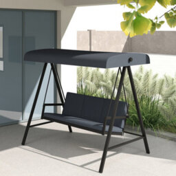 Outsunny 3 Seater Garden Swing Chair With Adjustable Canopy, Dark Grey - thumbnail 8