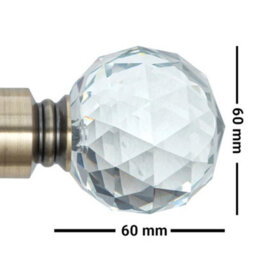 A.unique Home Gem Crystal Ball Metal Extendable Curtain Pole With Rings And Fittings (25/28mm) - Antique Brass, 180Cm-340Cm Approx - thumbnail 5