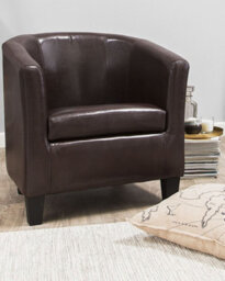 Beliani Armchair Borwick Faux Leather Dark Brown - thumbnail 2
