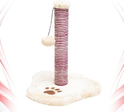 Wadan Cat Scratching Post With Soft Plush Base, Hanging Toy And Durable Sisal Rope Scratch Pole For Indoor Cats And Kittens - image 1