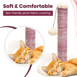 Wadan Cat Scratching Post With Soft Plush Base, Hanging Toy And Durable Sisal Rope Scratch Pole For Indoor Cats And Kittens - thumbnail 7