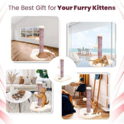 Wadan Cat Scratching Post With Soft Plush Base, Hanging Toy And Durable Sisal Rope Scratch Pole For Indoor Cats And Kittens - thumbnail 6