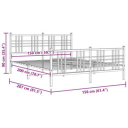 Berkfield Metal Bed Frame Without Mattress With Footboard White 150X200Cm - thumbnail 8