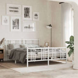 Berkfield Metal Bed Frame Without Mattress With Footboard White 150X200Cm