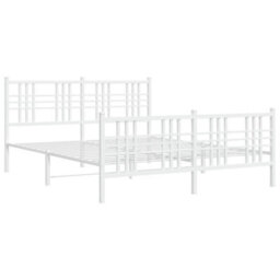 Berkfield Metal Bed Frame Without Mattress With Footboard White 150X200Cm - thumbnail 3