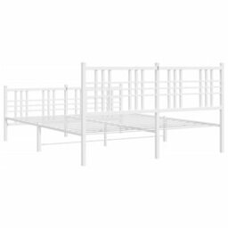 Berkfield Metal Bed Frame Without Mattress With Footboard White 150X200Cm - thumbnail 6
