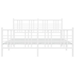 Berkfield Metal Bed Frame Without Mattress With Footboard White 150X200Cm - thumbnail 4