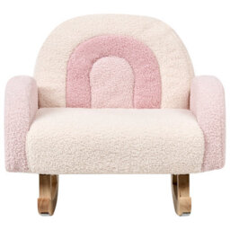 Beliani Kids Rocking Chair Rainbow Ombo Boucle Pastel Pink - thumbnail 5