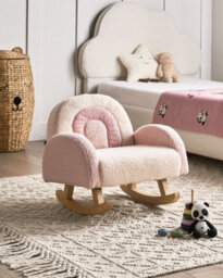 Beliani Kids Rocking Chair Rainbow Ombo Boucle Pastel Pink - thumbnail 2