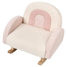 Beliani Kids Rocking Chair Rainbow Ombo Boucle Pastel Pink - thumbnail 7