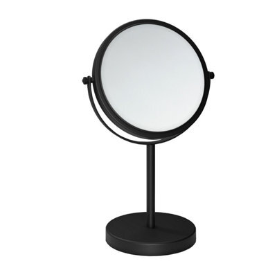 Cosmic Magnifying Mirror, Freestanding, Double Side, X1/x5, Swivel, 18Cm Diameter, Matt Black, Architect Collection - image 1