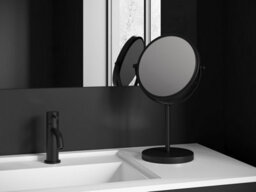 Cosmic Magnifying Mirror, Freestanding, Double Side, X1/x5, Swivel, 18Cm Diameter, Matt Black, Architect Collection - thumbnail 3