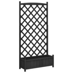 Berkfield Elegant Planter With Trellis Black Solid Wood Fir