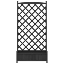 Berkfield Elegant Planter With Trellis Black Solid Wood Fir - thumbnail 4