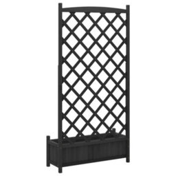 Berkfield Elegant Planter With Trellis Black Solid Wood Fir - thumbnail 6