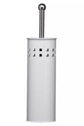 Orsina White Square Design Toilet Brush,  Stainless Steel Lavatory Brush With Grip Handle, Loo Brush With Round Lid