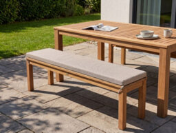 Beliani Garden Bench With Cushion Monsano 170 Cm Eucalyptus Wood Beige - thumbnail 2