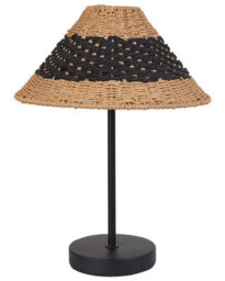 Wyld And Coco Handcrafted Paper Rope Cone Table Lamp Beige And Black With Metal Base, 30 X 40 Cm - thumbnail 1