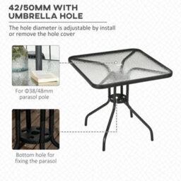 Wyld Haus Laloke 76 X 76 Cm Metal And Tempered Glass Square Garden Dining Table With Parasol Hole - thumbnail 4