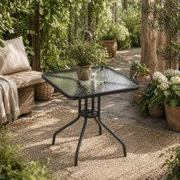 Wyld Haus Laloke 76 X 76 Cm Metal And Tempered Glass Square Garden Dining Table With Parasol Hole - thumbnail 1