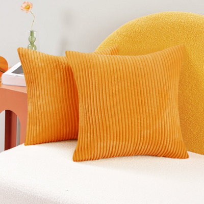 "Deconovo Set Of 2 Super Soft Corduroy Cushion Covers Orange 20""x20""" - image 1