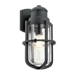 Elegant Outdoor Ip44 Wall Light Lantern With Textured Black Finish - Led E27 60W