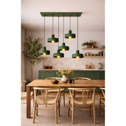 Luminosa Lighting Luminosa Velyo Cluster Pendant Ceiling Light Green 6X E27 - thumbnail 3