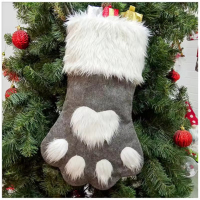 Woodside Home Living Pet Paw Christmas Stocking - Grey - image 1