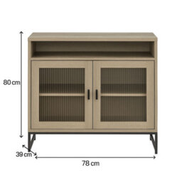 Melody Maison Two Door Reeded Glass Display Cabinet - Hesley Nordic Wood Range - thumbnail 7