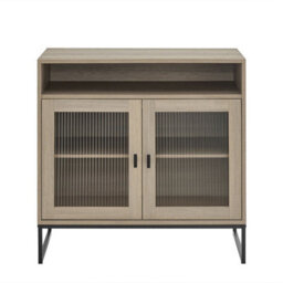 Melody Maison Two Door Reeded Glass Display Cabinet - Hesley Nordic Wood Range - thumbnail 6
