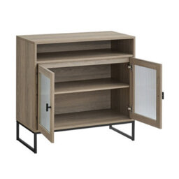 Melody Maison Two Door Reeded Glass Display Cabinet - Hesley Nordic Wood Range - thumbnail 8