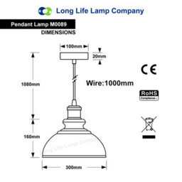 Long Life Lamps Company Vintage Ceiling Pendant Light Shade Grey Metal Brass Holder M0089 - thumbnail 2