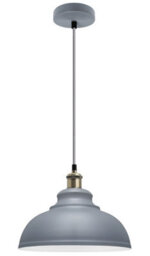 Long Life Lamps Company Vintage Ceiling Pendant Light Shade Grey Metal Brass Holder M0089 - thumbnail 3