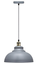 Long Life Lamps Company Vintage Ceiling Pendant Light Shade Grey Metal Brass Holder M0089 - thumbnail 4